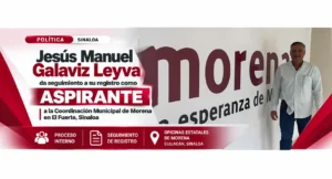 Jesús Manuel Galaviz Leyva en oficinas estatales de Morena en Sinaloa