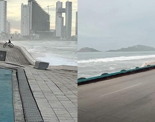 Derrumbó fuerte oleaje parte del malecón de Mazatlán